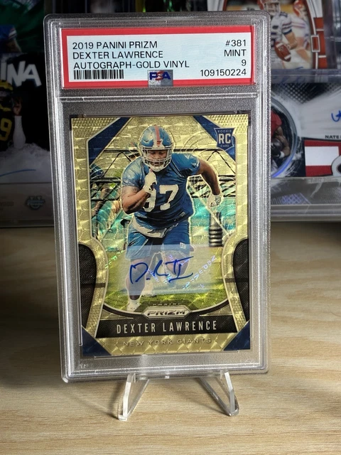 2019 Panini Prizm Dexter Lawrence Gold Vinyl Rookie Auto PSA 9 381 Giants/Bengal