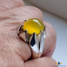 Premium Quality Rare Agate Stone Ring Handmade Yemeni Aqeeq 925 Silver Ring US 8