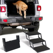 Foldable Dog Steps for Car SUV Truck - 5-Step Wide Pet Stairs, Lightweight 9.9Lb