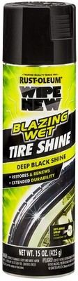 Rust-Oleum Wipe New Blazing Wet Tire Shine, Aerosol 15 Oz Black- 365324