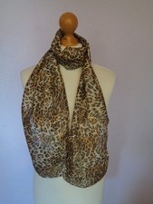 Scarf By Atmosphere Brown Leopard Print Silver Sparkle 8 x 60 Inches