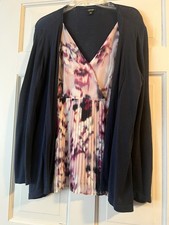 Vintage Apt. 9 Navy Cardigan With Attached Blouse. Size XL