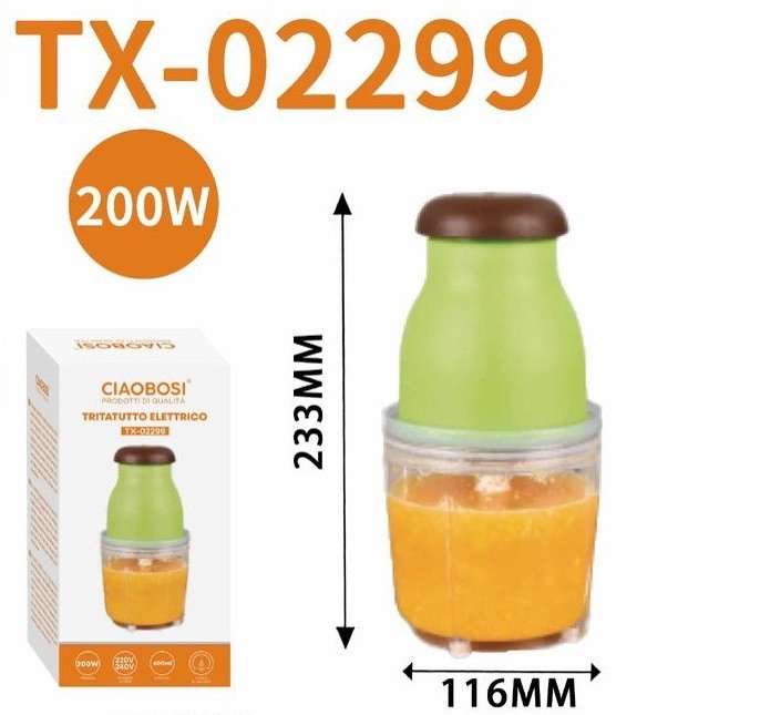 Mini Tritatutto Linq TX-02299 200W | Elettrodomestico Salvaspazio Verde