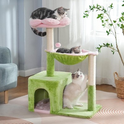 Flower Cat Tree 34 Scratching Post Small Cat Tower for Large Cats, with 15.7 ...