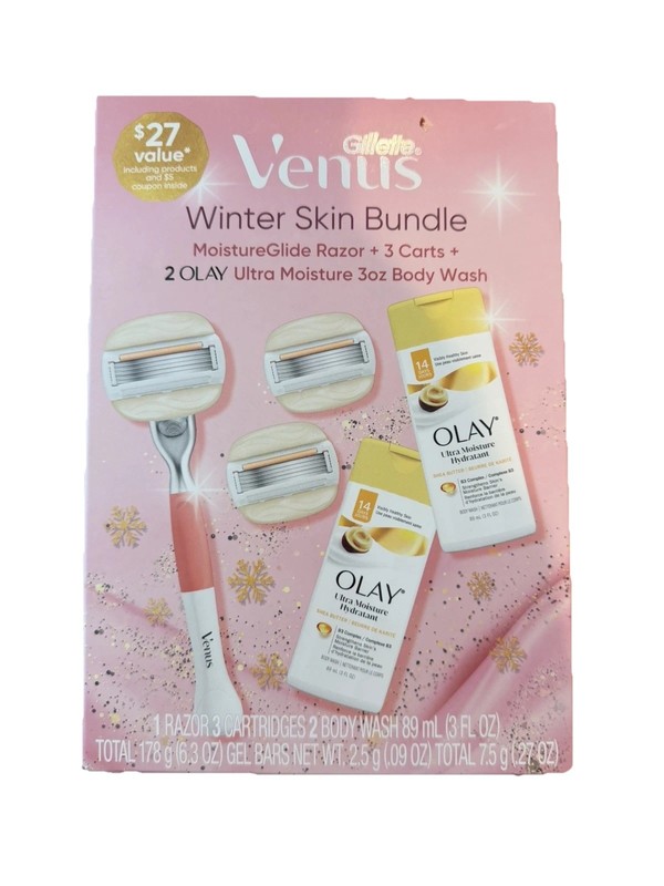 Gillette Venus Winter Skin Bundle (1 Razor/3 cartridges/2 Small Olay Body Wash)