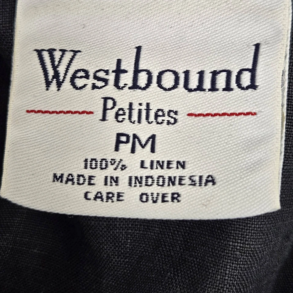 Camisa Westbound para mujer con botones PM negra de lino con cuello delantero Foto 3 de 4