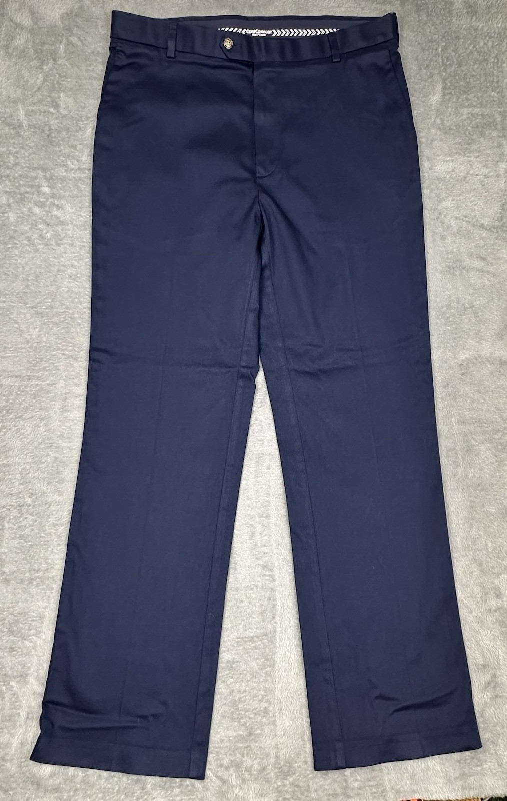 Roundtree & Yorke Pants Mens Fit 36x32.5 Blue Travel Smart CoreComfort Waistband