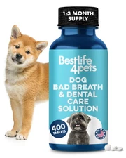 Dog Dental , Relieves Bad Breath Tooth Pain & Gums, Reduces Plaque, 400 Tabs
