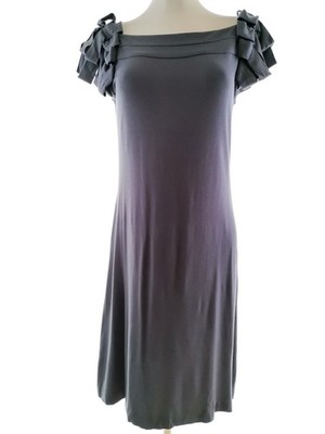 CYNTHIA ROWLEY Damen Kleid Gr. S Marineblau Viskose Kurzer Ärmel Knielang