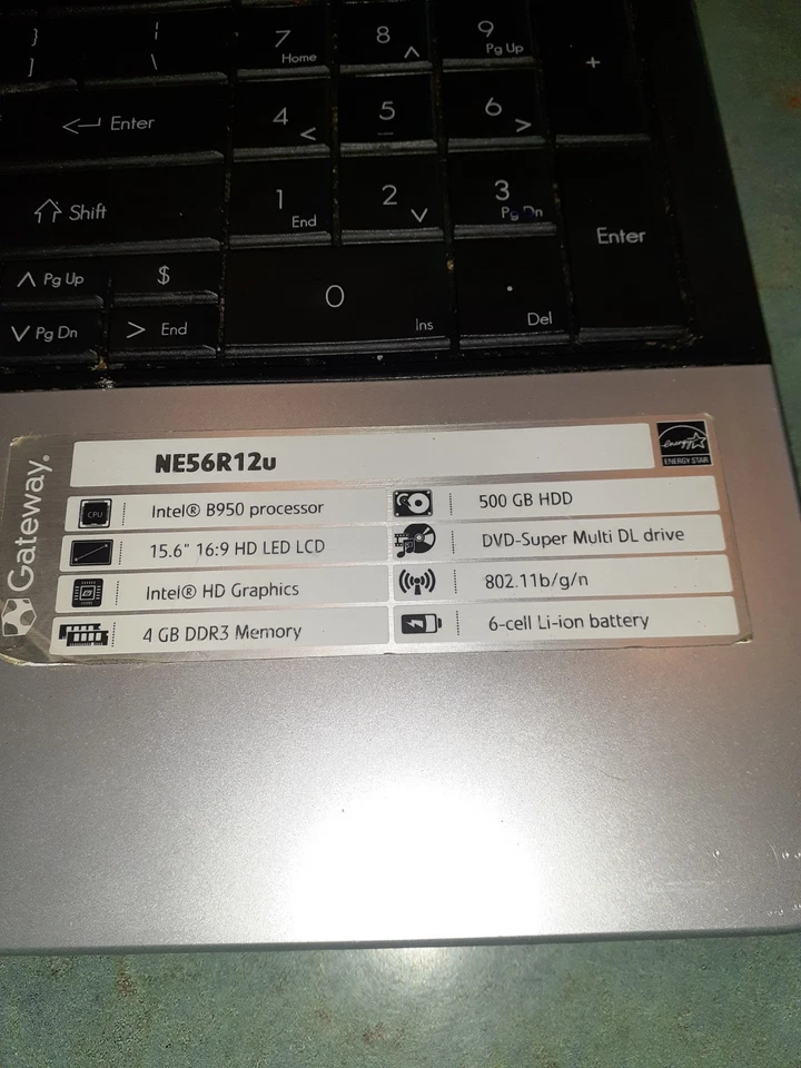 Portátil Gateway NE56R12u 15,6 pulgadas Intel Pentium 2,20 GHz 4 GB RAM 465 GB disco duro W10 Foto 3 de 4