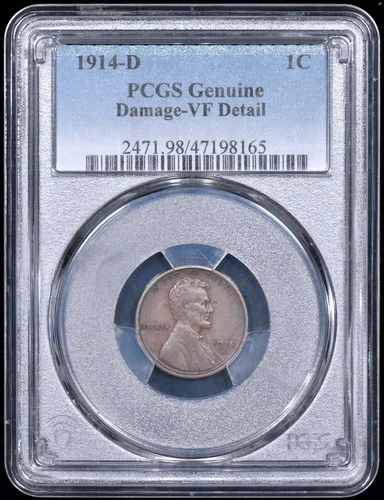 1914-D Lincoln Head 1c Penny PCGS VF Details
