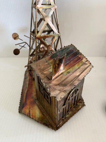 Vtg Metal Windmill Music Wind Up Chinese Craftsmen Farm Western Country Decor - Picture 10 of 18