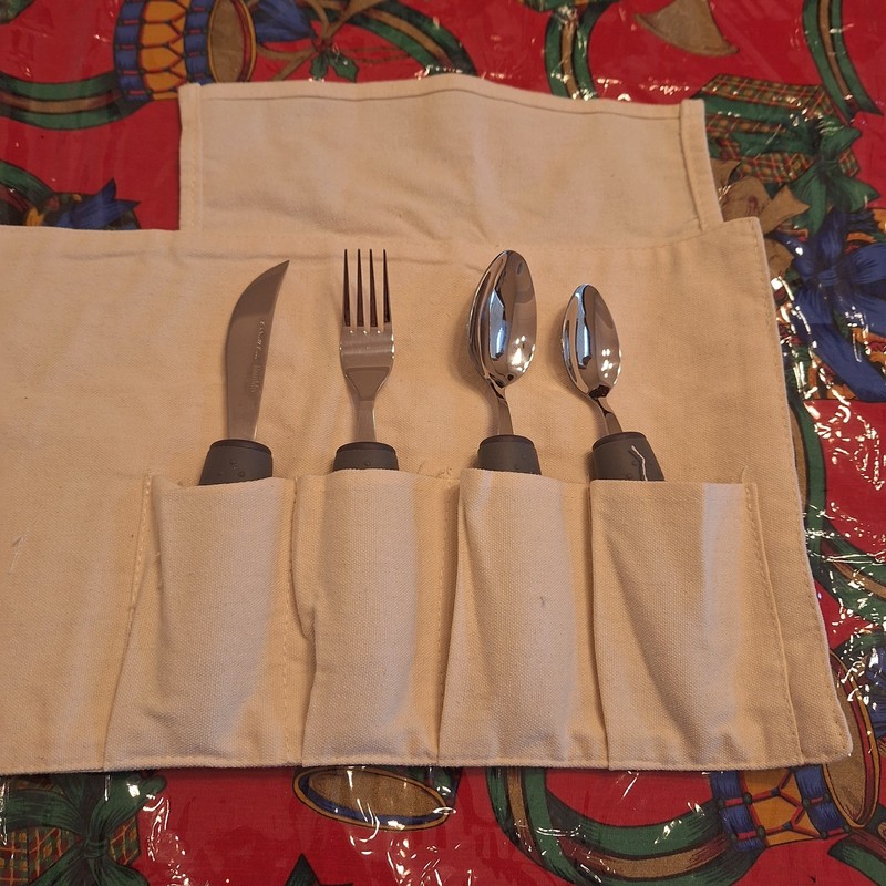 New Bunmo Adaptive Utensils With Travel Pouch~Arthritis~Parkinsons~Ergonomic