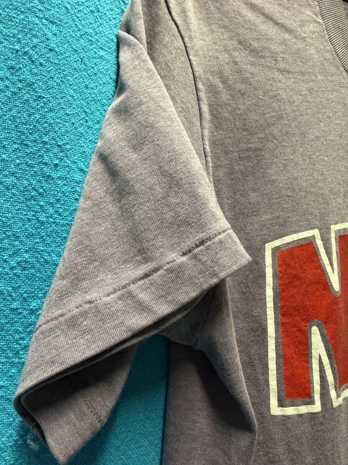 VTG 80's Nike Dome Logo T-shirt Gray Red Made USA Medium Rare OG Dunk Navy Tag image 5