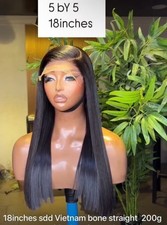 18&rdquo; Paired With 5*5 Bone Straight 200g Human Hair Wig