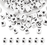 20 StüCk WeißEr WüRfel Buchstabe Silikonperlen R, 12X12X12 Mm, Mit 2 Mm Lochabst