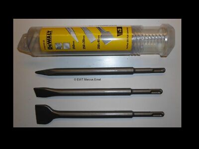 DeWALT SDS Plus Meißelset 3 teilig DT60330 Flach-, Spitz-, Spatmeißel DT 60330