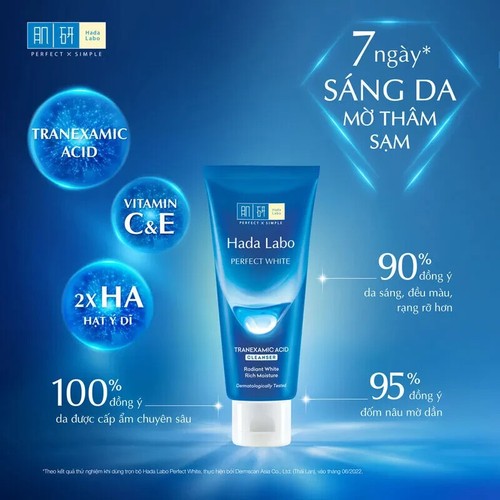 Hada Labo Perfect White Cleanser - Deep Cleaning, Fade Dark Spots, Brighten Skin - Picture 3 of 8