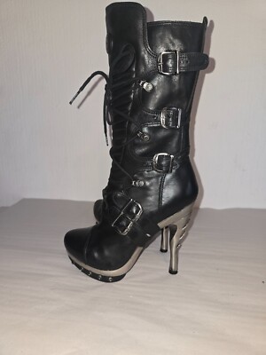 New Rock Punk Collection Damen Punk Rock Metallic Stiefel Gr. 37 Neuwertig