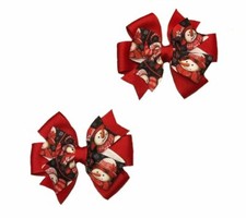Red and Black Snowman Toddler Hair Bow Set