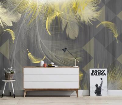 3D Yellow Feather 46583NA Wallpaper Wall Murals Removable Wallpaper Fay