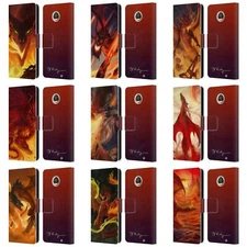 PIYA WANNACHAIWONG DRAGONS OF FIRE LEATHER BOOK WALLET CASE FOR MOTOROLA PHONES