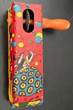 U. S. Metal Toy Company Vintage Noise Maker USA Wooden Handle Halloween