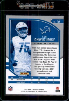 2021 Panini Absolute #157 Levi Onwuzurike Rookie Lions - BK1 | eBay