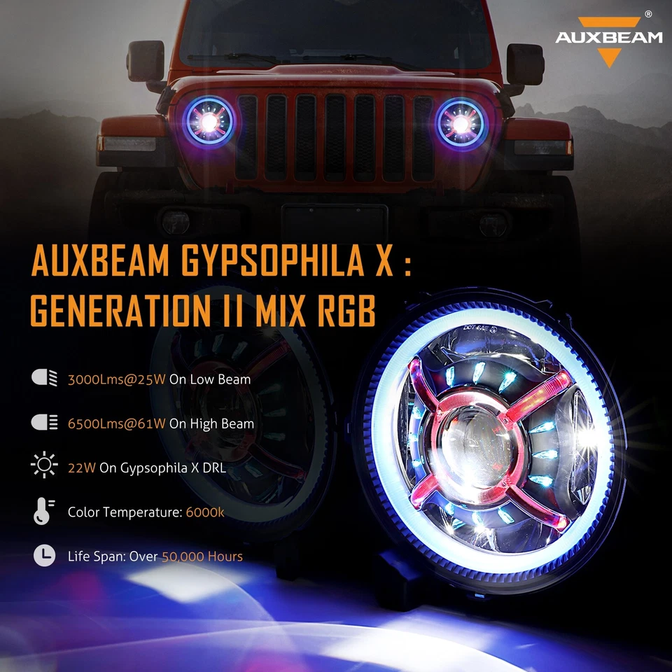 for Jeep Wrangler JL Gladiator JT 2018-2022 9 inch RGB LED Headlights Kits Hi/Lo - Image 3 of 4