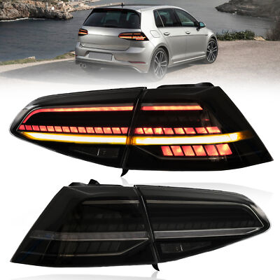 VLAND LED Tail Lights For 2014-2019 VW Golf 7 MK7 GTI MK7.5 Smoked Rearlamps Set
