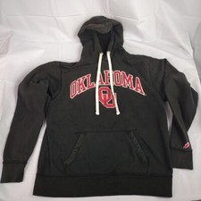University of Oklahoma Hoodie-M-OU Sooners-Black/Red/Stitched Logo-Thick Cotton