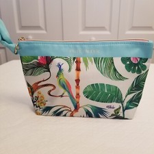 ESTEE LAUDER BIRD PRINTED BLUE COSMETIC MAKEUP BAG