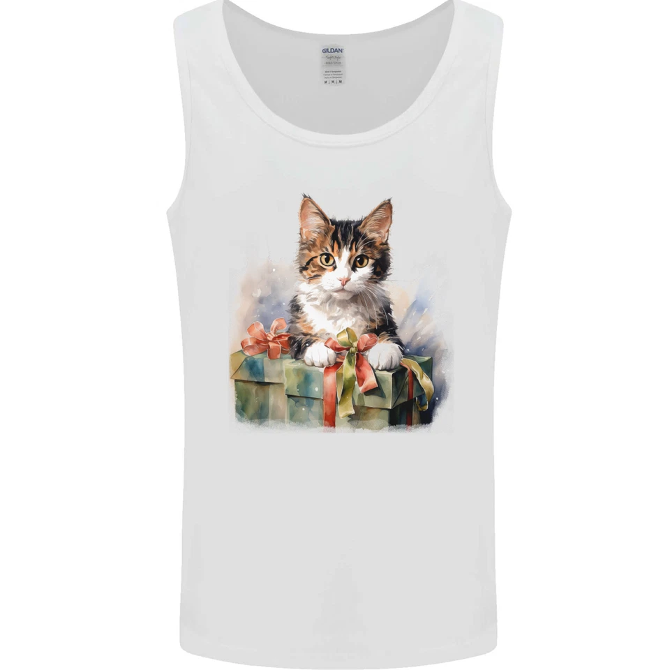 Un Mignon Chat Avec Cadeau Noël Hommes Débardeur - Photo 4/4