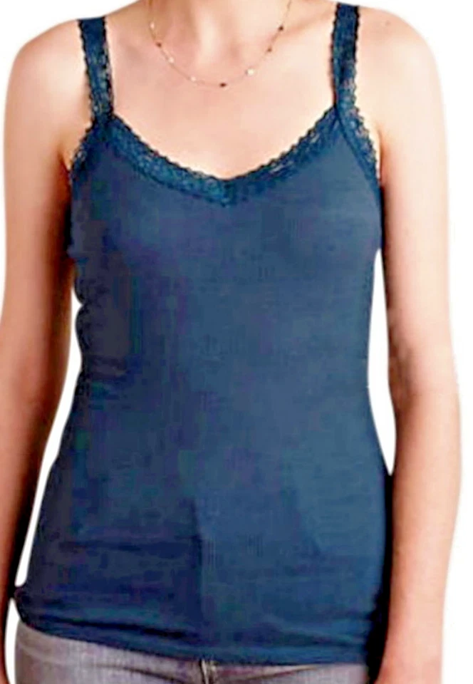 Camisa regata Anthropologie amarrada em camadas pequena 2 4 azul com nervuras US$ 69 - Imagem 4 de 4