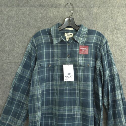 New Ariat REAL Billy Jean Relaxed Fit Shirt Womens Long Sleeve Large Green NWT - Picture 5 of 18
