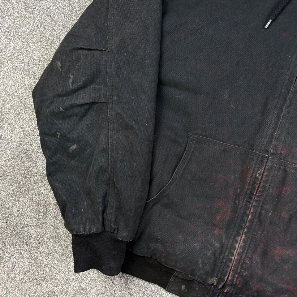 Chaqueta de Lona Dri Duck Para Hombres 2XL Negra Lona Pesada Con Capucha Estilo Carhartt Logo Foto 3 de 4