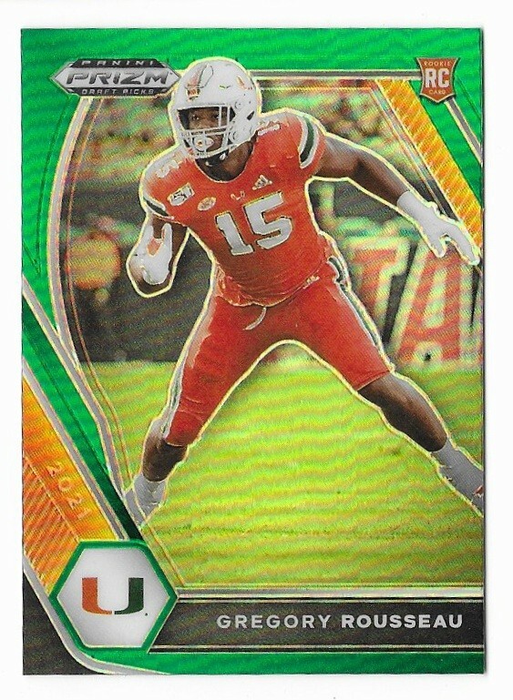 2021 Prizm Draft Picks Greg Rousseau #144 RC Green Prizm Miami Hurricanes
