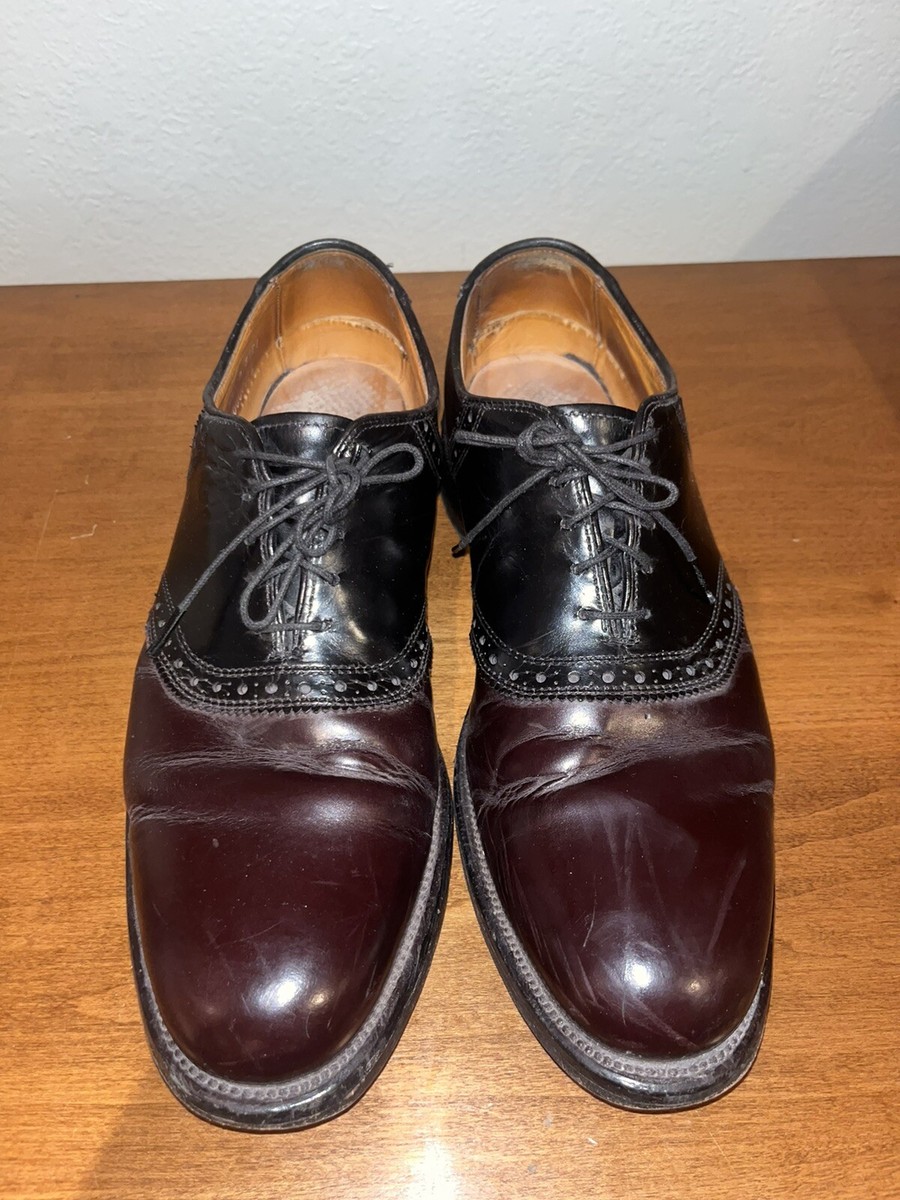 Allen Edmonds Shelton Burgundy/Black Two Tone Saddle Oxford 