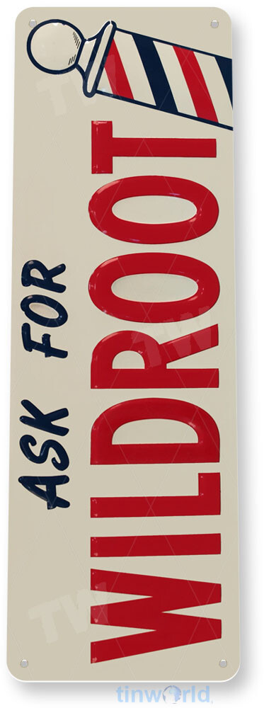Wildroot Barber Pole Tin Sign - Vintage Metal Décor For Barber Shop, Man Cave, Garage - 4x11 Inch Retro Sign By Tinworld