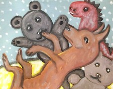 ACEO Miniature Pinscher Art Print Signed Artist KSams 2.5 x 3.5 Min Pin Comfy