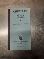 1931 Chrysler Price Booklet Lot Of 10 1931 Chrysler Price Booklet Lot Of 10