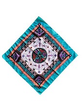 Vintage 90s Hav-A-Hank Southwest Bandana Turquoise Geometric Made In USA