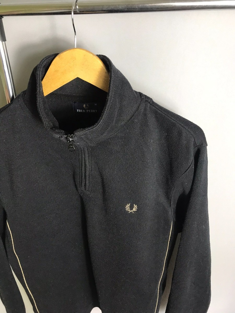 Vintage 90s Fred Perry 1/4 Zip Sweatshirt Black Sz M | eBay