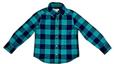 Boys Check Cotton Shirt XS 4 Long Sleeve Button Green Blue Tommy Bahama