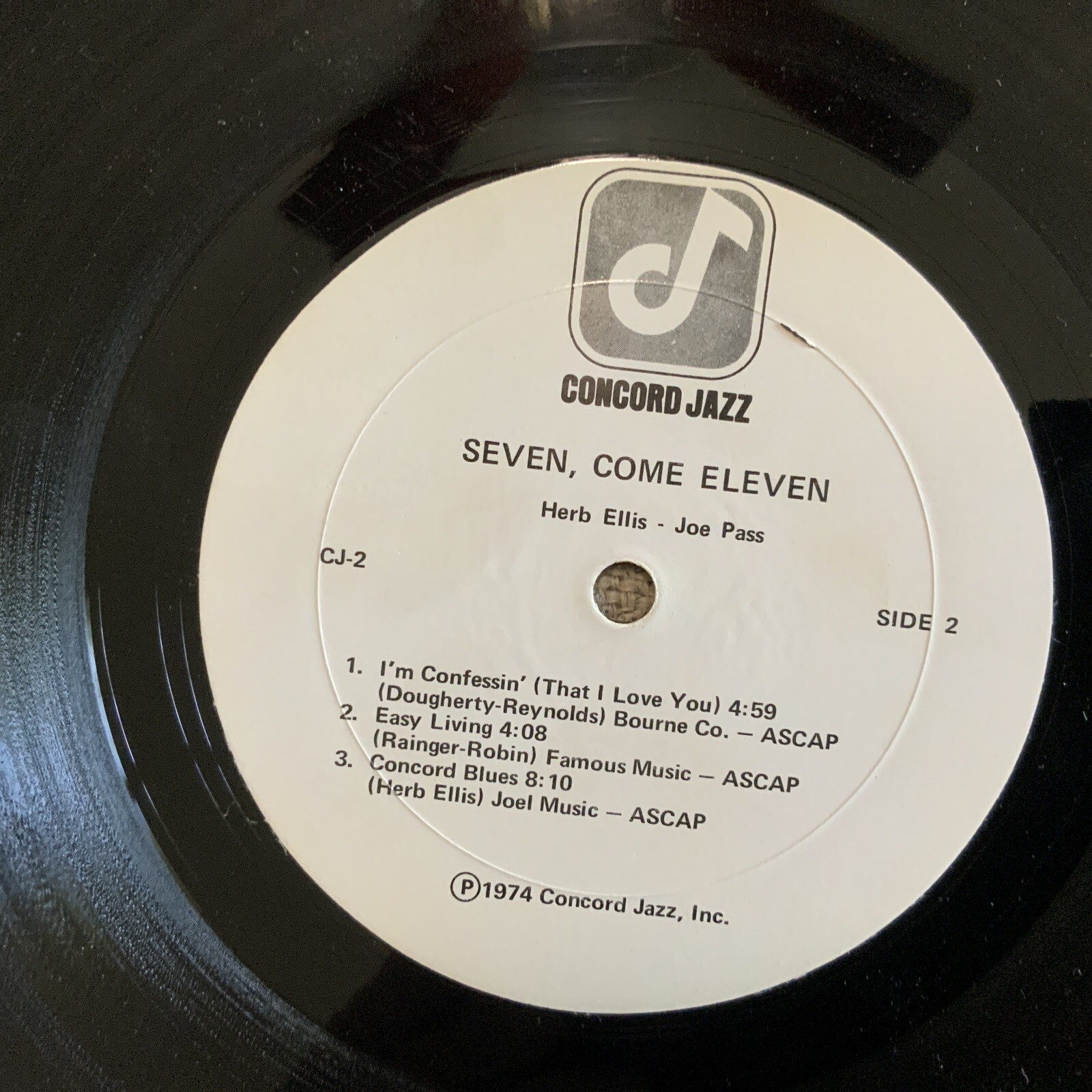 HERB ELLIS & JOE PASS SEVEN, COME ELEVEN VINYL LP CONCORD JAZZ CJ2
