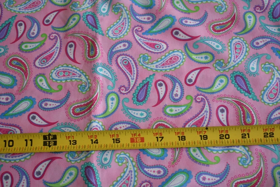21" Long, Colorful Paisley on Pink Quilt Cotton, Moda/Me & My Sister, N3226 - Image 2 of 4