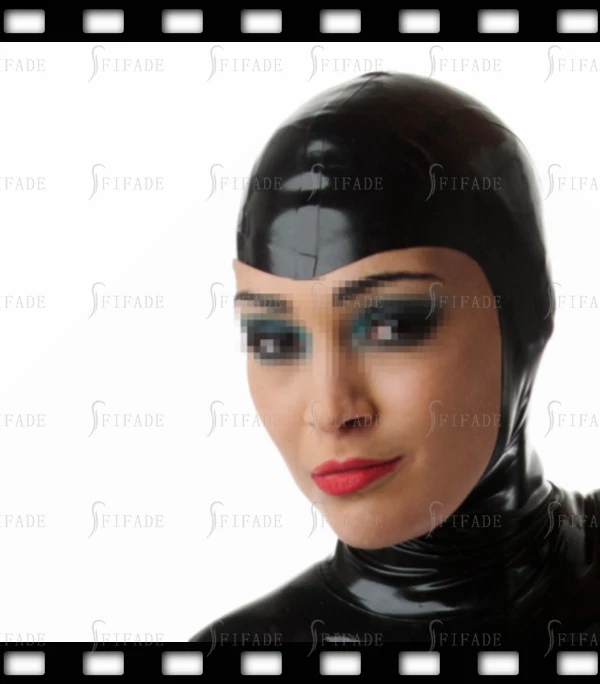 Latex Hood Open Face Mask Widow's Tip Style Sexy Clubwear Customized 0.4mm A77