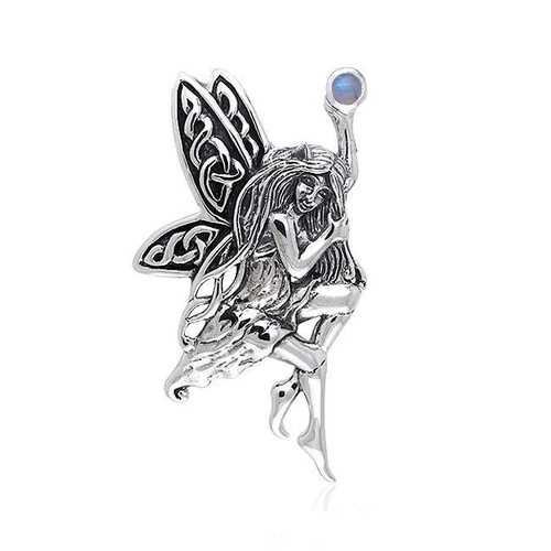 Fairy Holding Gem .925 Sterling Silver Pendant by Peter Stone Fine