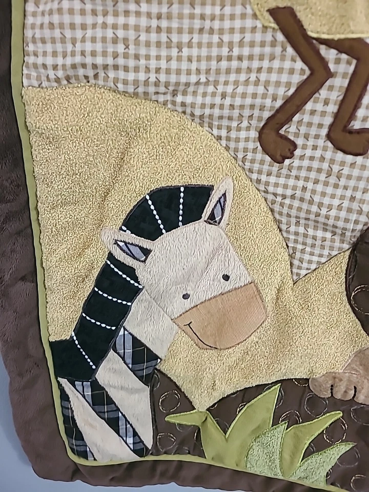 Manta edredón cuna animales zoológico safari selva corderos e hiedra 42x33 y soporte para pañales Foto 4 de 4