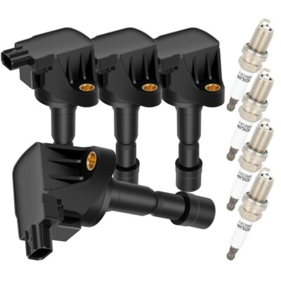 4× Ignition Coils and 4× Spark Plugs For 2009-2013 Honda Fit 1.5L 30520RB0003